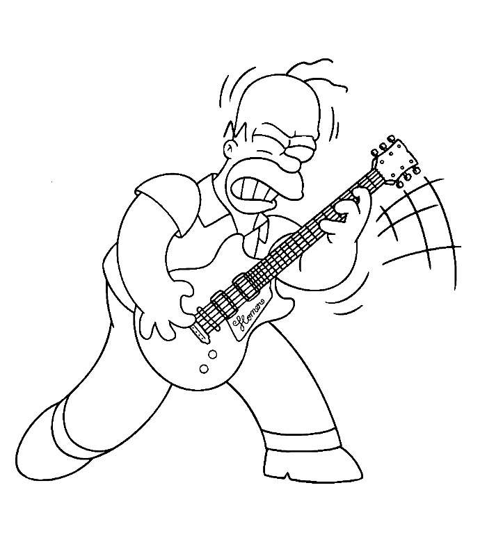 Homer Simpson Playing Guitar