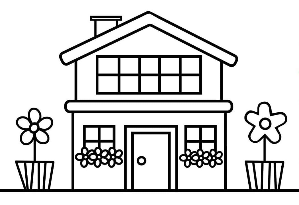 House and Flowers Coloring Game House and Flowers