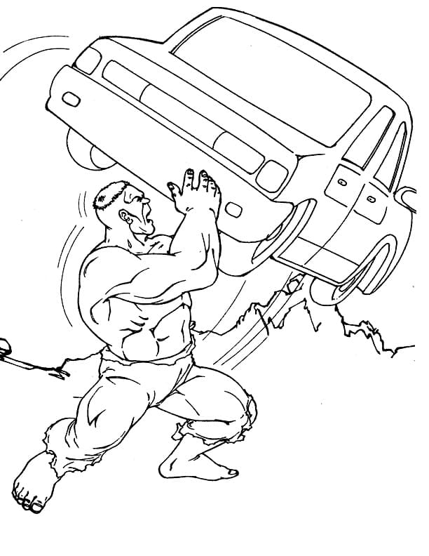 Hulk Holding a Car Coloring Game Hulk Holding a Car