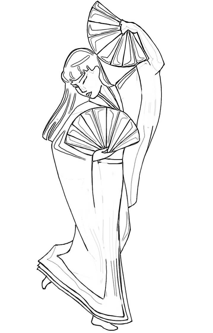 Japanese Woman With Fans