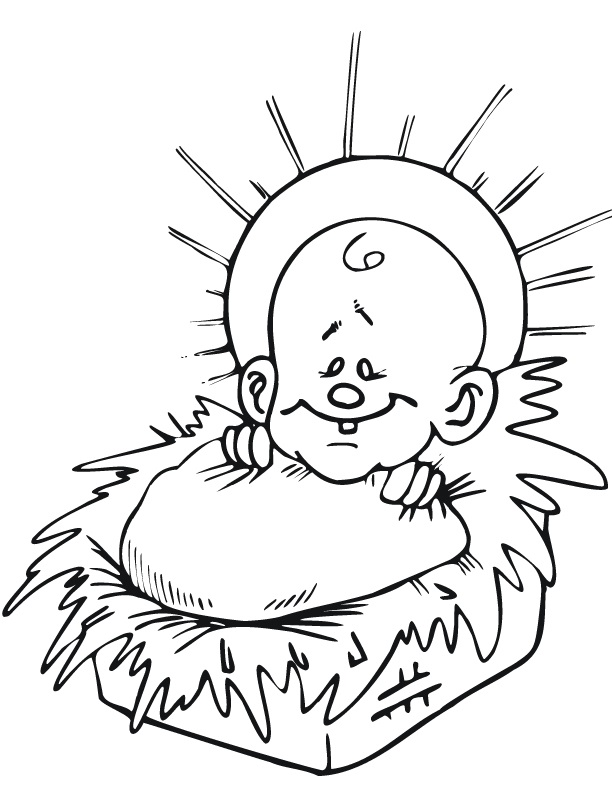 Baby Jesus in a Manger Coloring - Play Free Coloring Game Online
