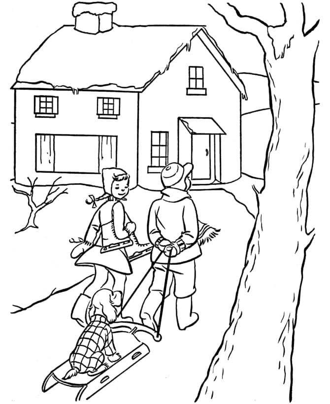 Kids and House Coloring Game Kids and House