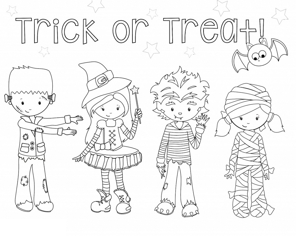 Kids with Trick or Treat 1 Coloring Game Kids with Trick or Treat 1