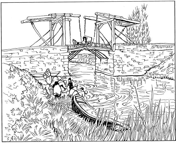 Langlois Bridge at Arles Vincent Van Gogh Coloring Game Langlois Bridge at Arles Vincent Van Gogh