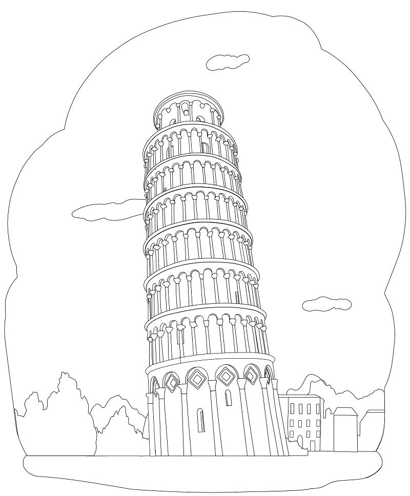 Leaning Tower Of Pisa 1 Coloring Game Leaning Tower Of Pisa 1
