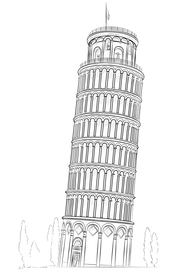 Leaning Tower Of Pisa Coloring Game Leaning Tower Of Pisa