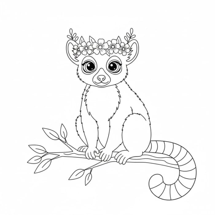 Lemur with a Flower Crown