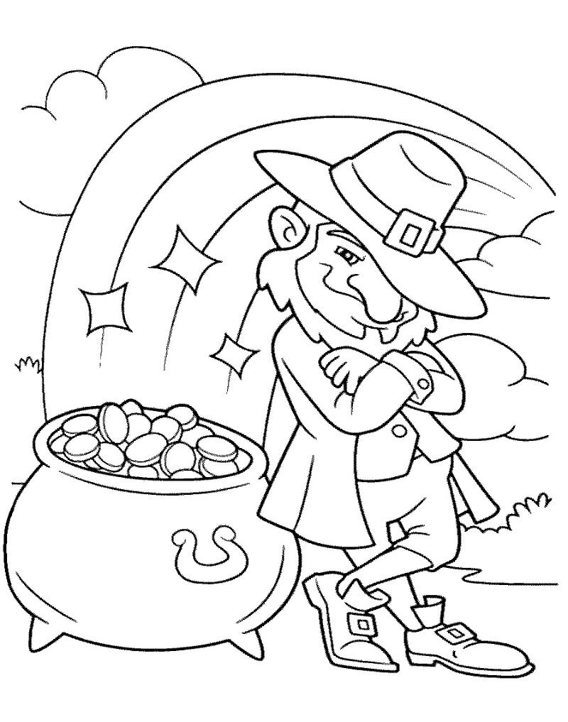 Leprechaun and Pot of Gold Saint Patricks Coloring Game Leprechaun and Pot of Gold Saint Patricks