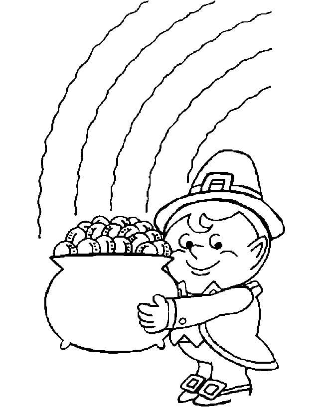 Leprechaun with Pot of Gold Coloring Game Leprechaun with Pot of Gold