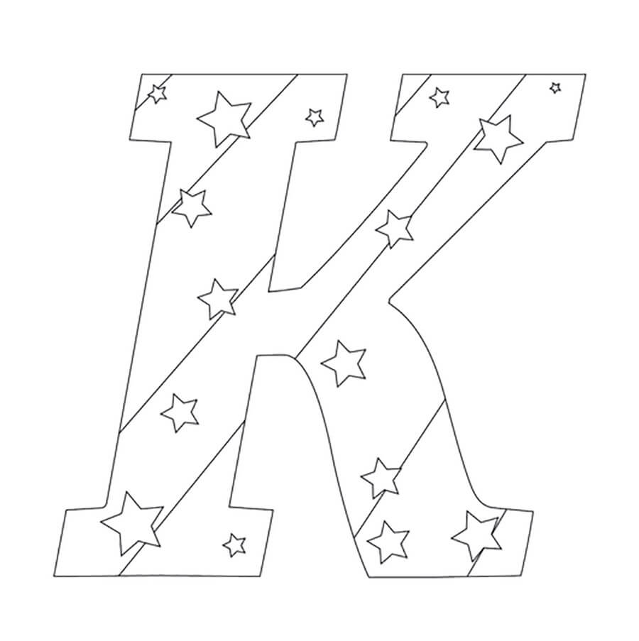 Letter K with Stars Coloring Game Letter K with Stars