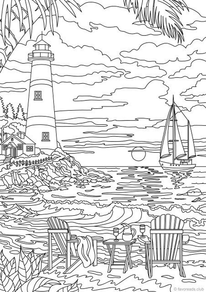 Lighthouse Scene Coloring Game Lighthouse Scene