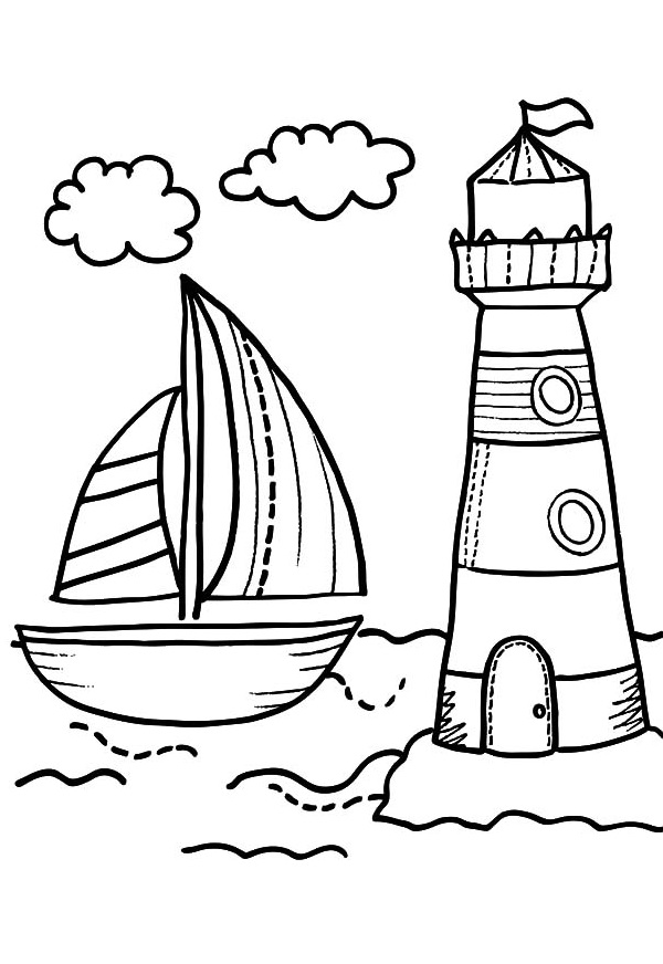 Lighthouse and Boat Coloring Game Lighthouse and Boat