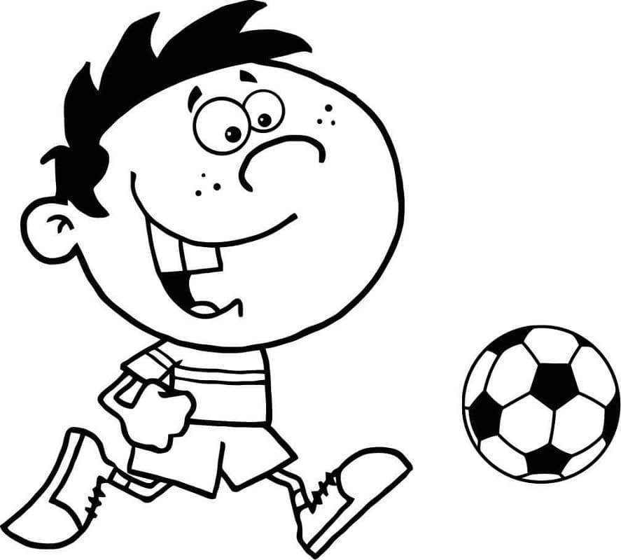 Little Boy Playing Soccer Coloring Game Little Boy Playing Soccer