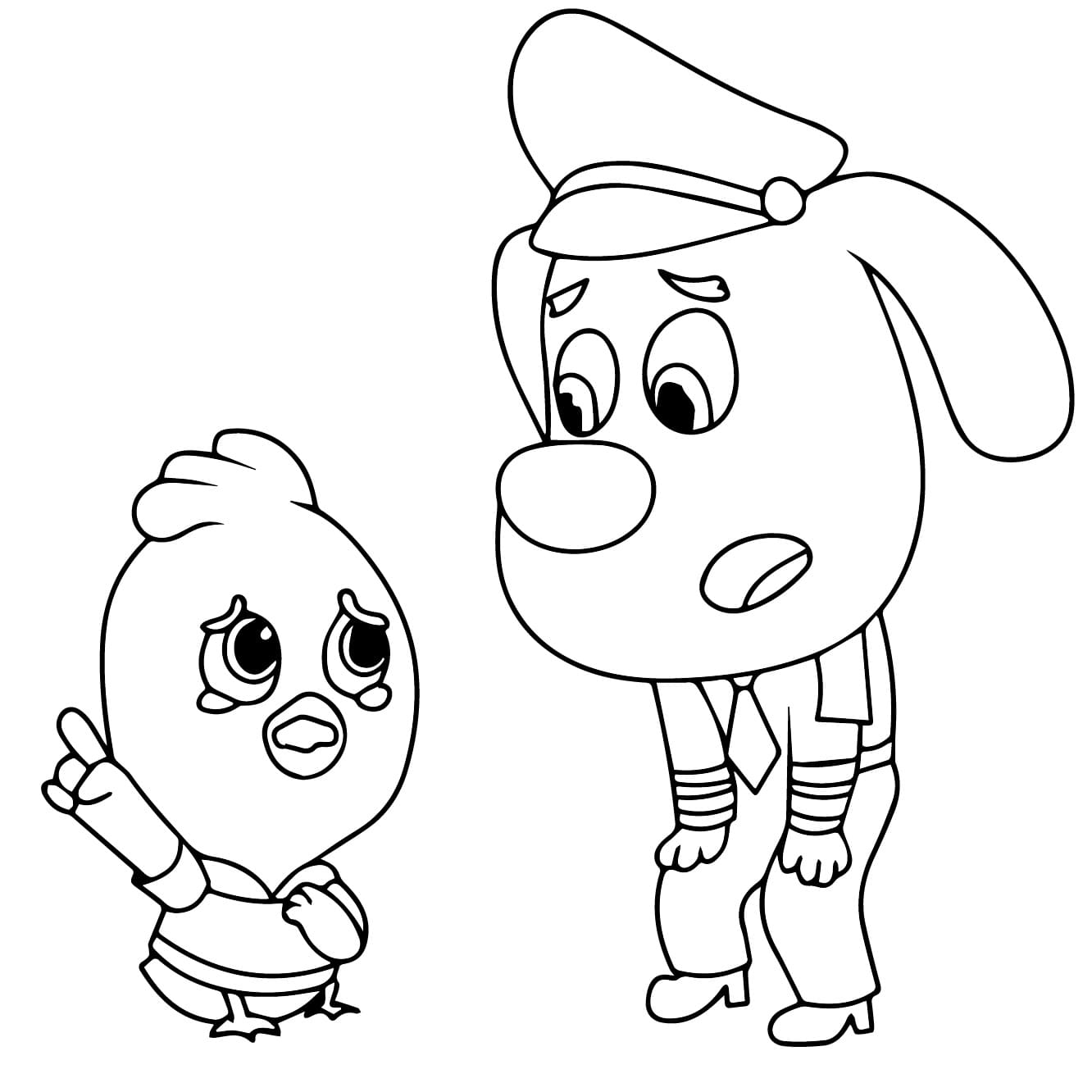 Little Chick and Sheriff Labrador