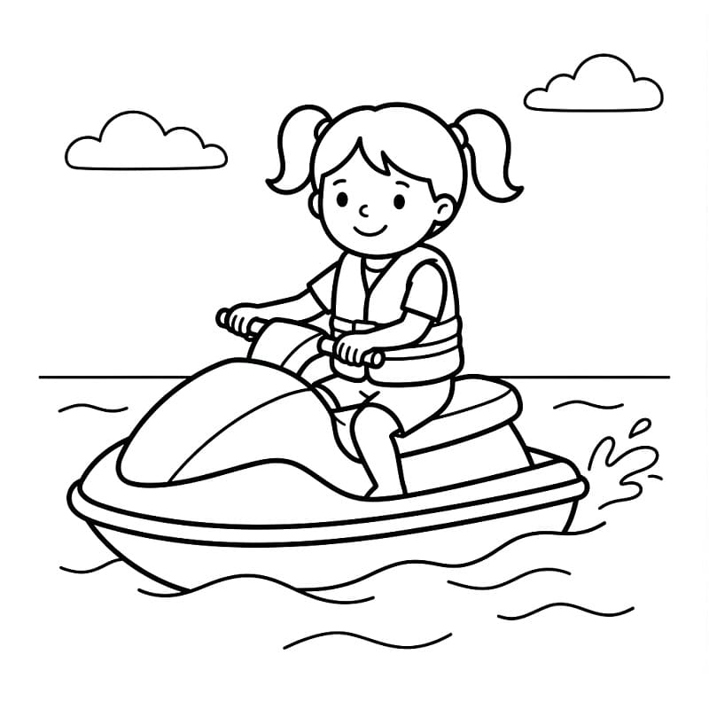 Little Cute Girl on Jet Ski