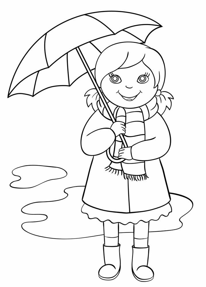Little Girl Holding Umbrella Coloring Game Little Girl Holding Umbrella