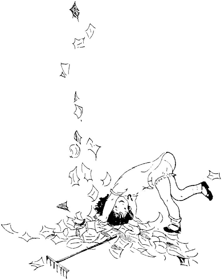 Little Girl and Fall Leaves