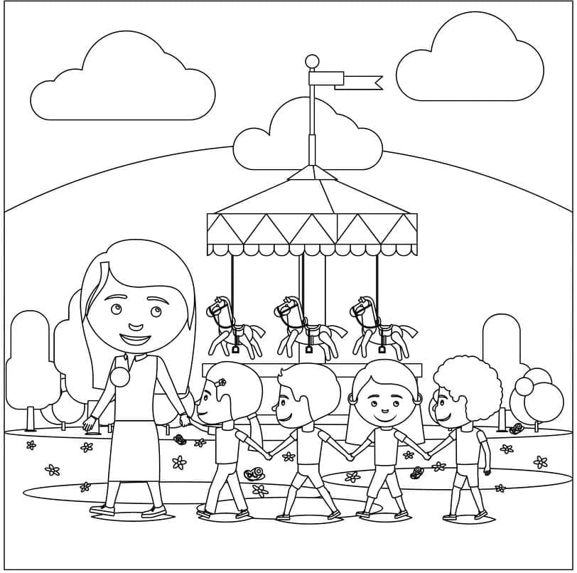 Little Kids at Park Coloring Game Little Kids at Park