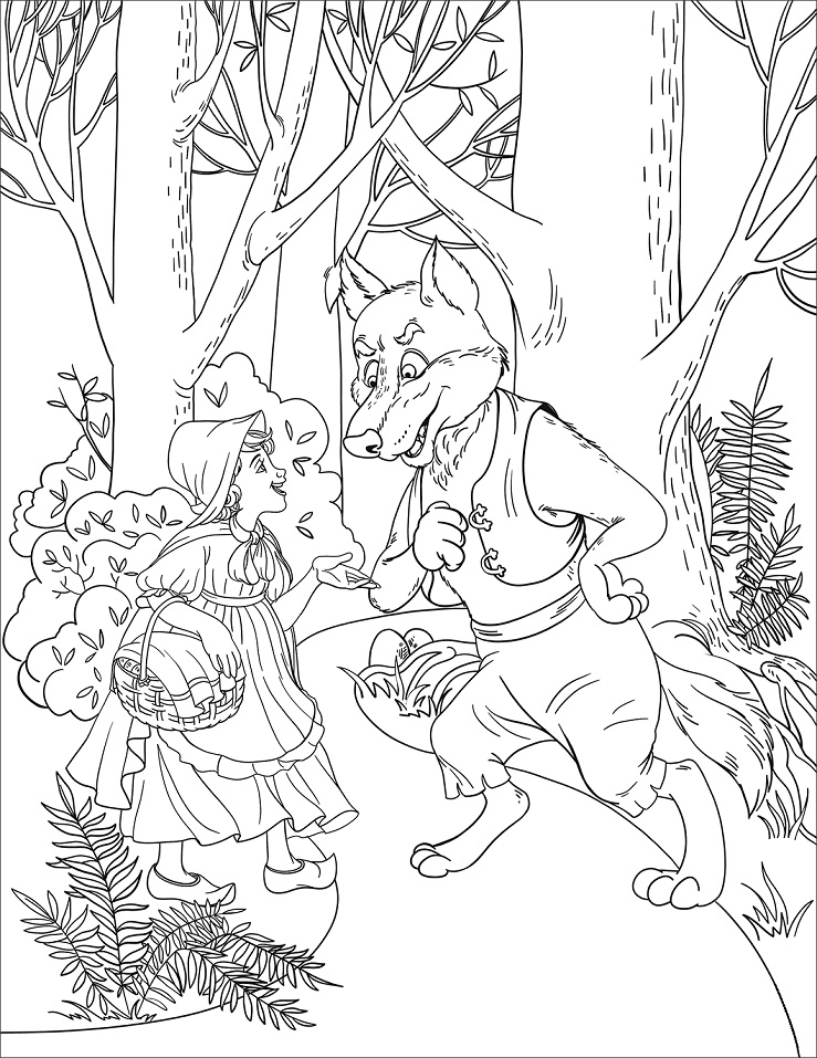 Little Red Riding Hood And A Wolf Coloring - Play Free Coloring Game Online