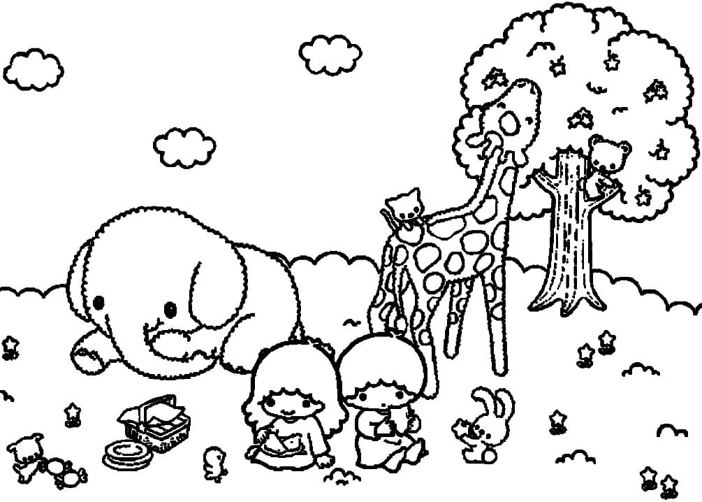 Little Twin Stars with Animals Coloring Game Little Twin Stars with Animals