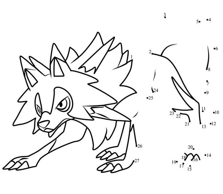 Lycanroc Pokemon Dot to Dot