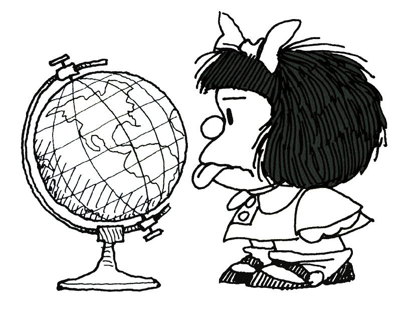 Mafalda with a Globe
