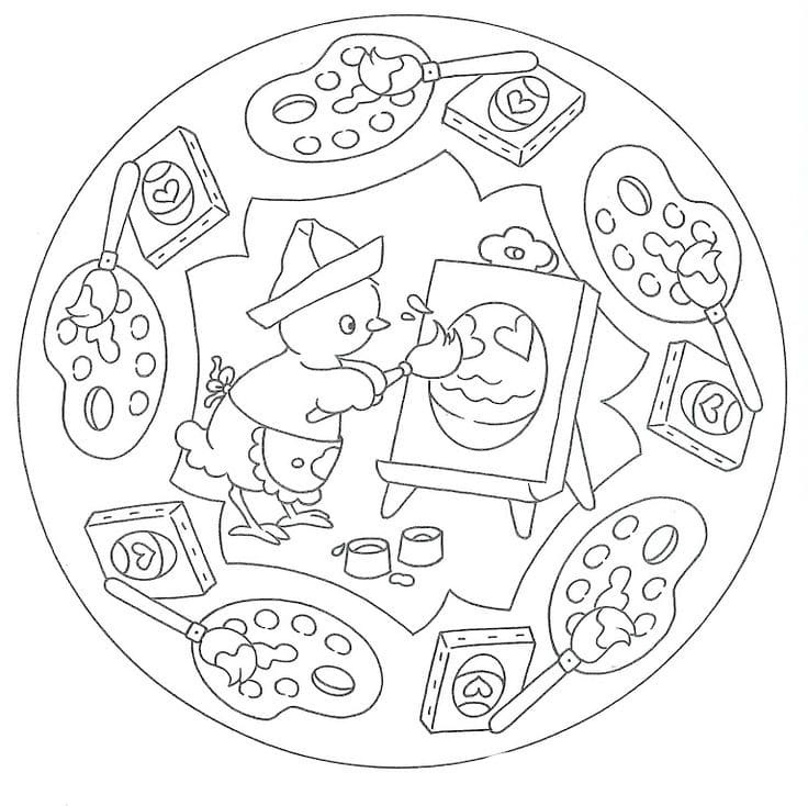 Mandala Easter with Chick Coloring Game Mandala Easter with Chick