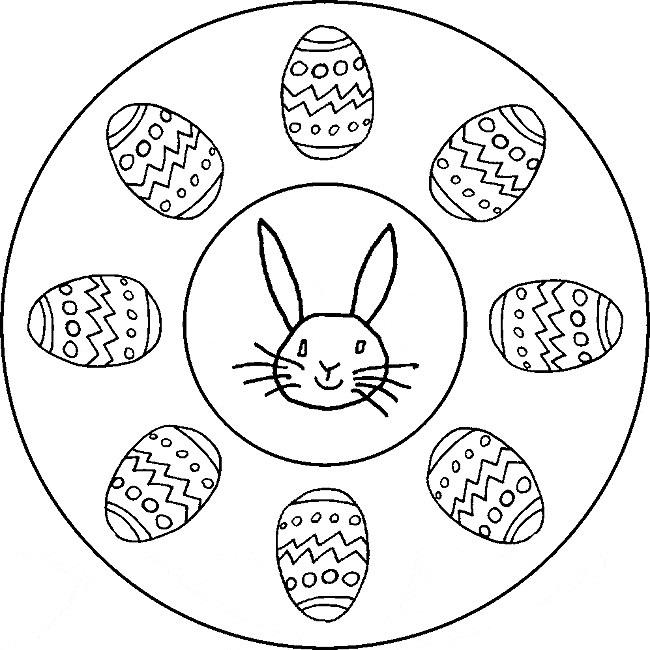 Mandala Easter with Rabbit Coloring Game Mandala Easter with Rabbit