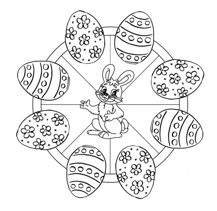 Mandala with Rabbit and Eggs Coloring Game Mandala with Rabbit and Eggs