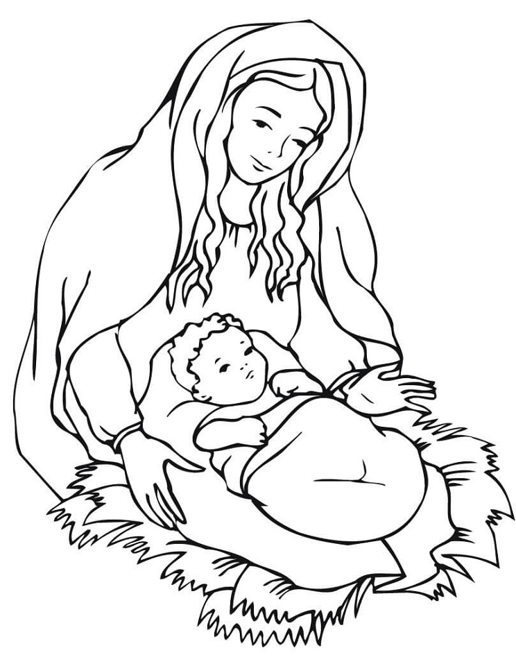 Mary Looking Over Jesus