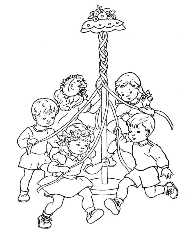 Maypole May Day Coloring Game Maypole May Day