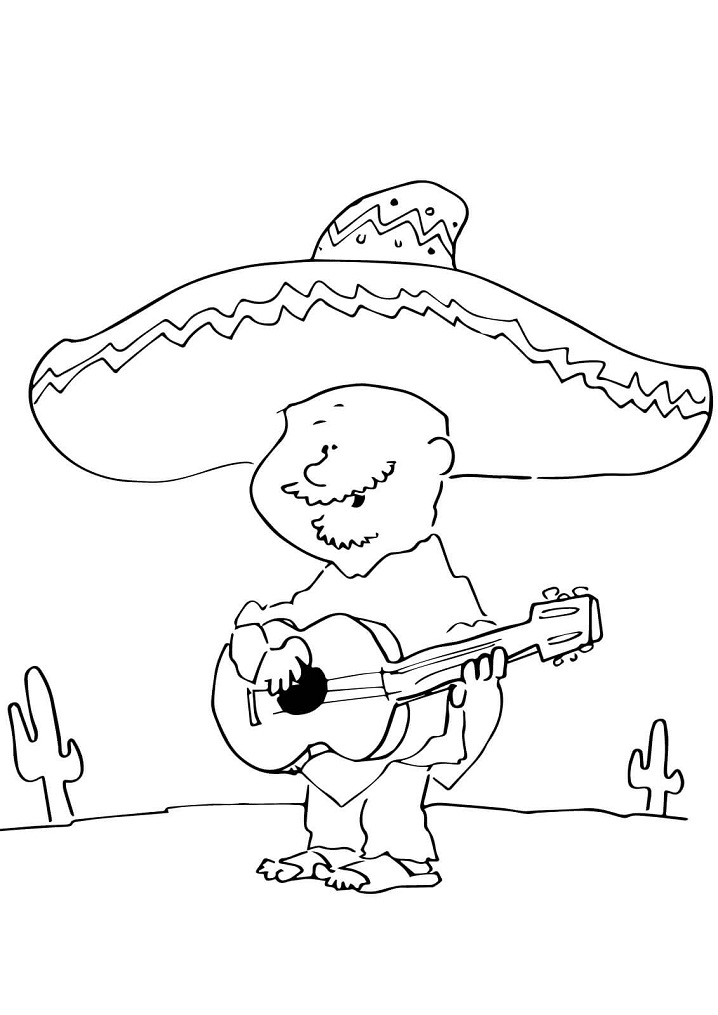 Mexican Playing Guitar Coloring - Play Free Coloring Game Online