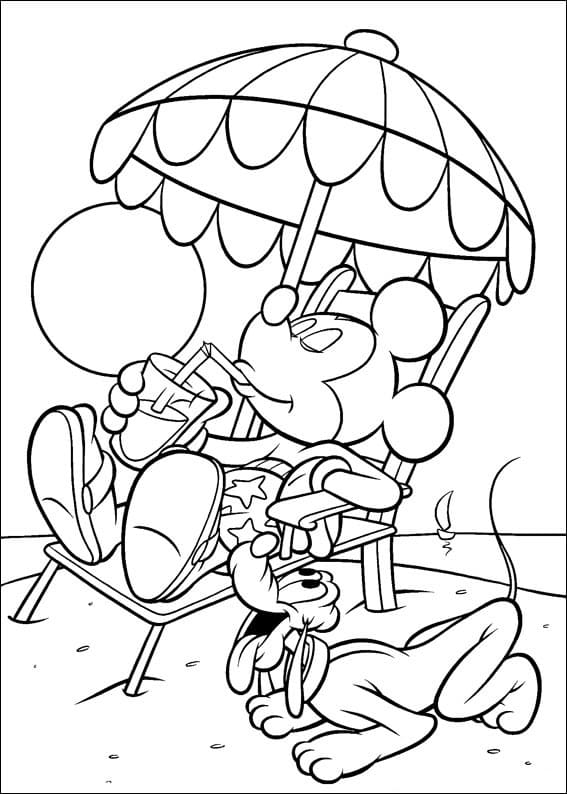 Mickey and Pluto on the Beach