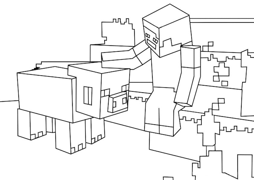 Minecraft Steve and Pig