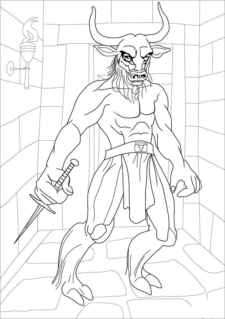 Minotaur in Cave Coloring Game Minotaur in Cave