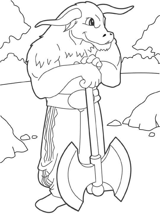 Minotaur with Axe Coloring Game Minotaur with Axe