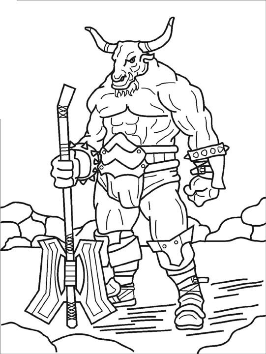 Minotaur with Big Axe Coloring Game Minotaur with Big Axe