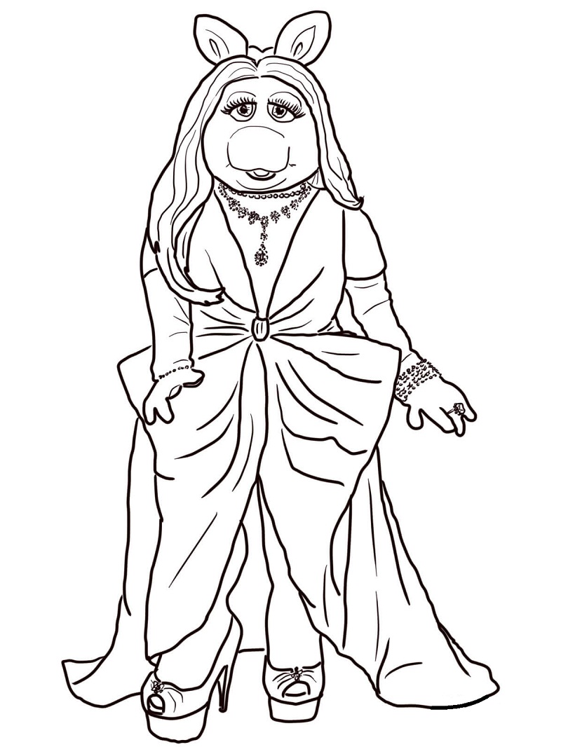 Kermit the Frog and Miss Piggy 1 Coloring - Play Free Coloring Game Online