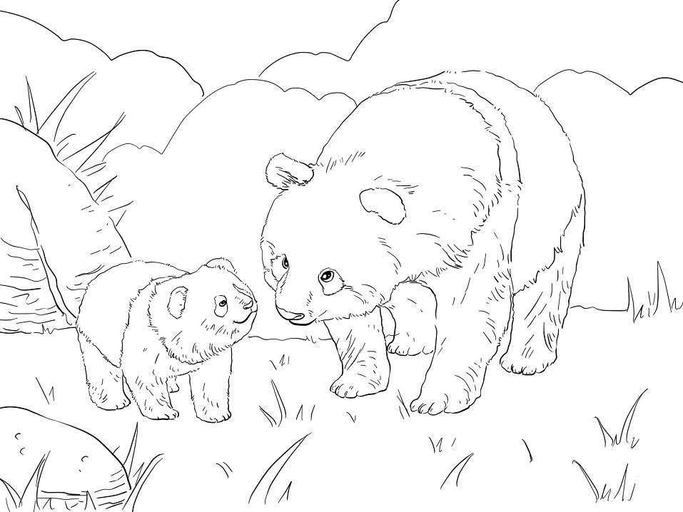 Mother Panda with Baby Coloring Game Mother Panda with Baby