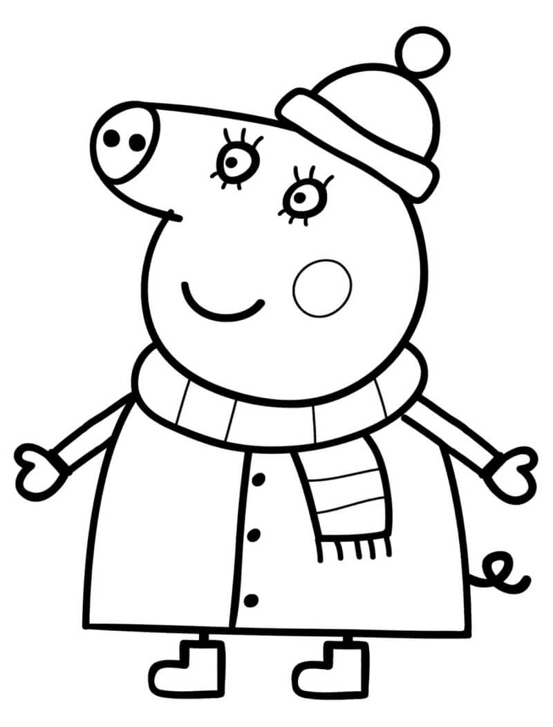 Mummy Pig in Winter Suit Coloring Game Mummy Pig in Winter Suit