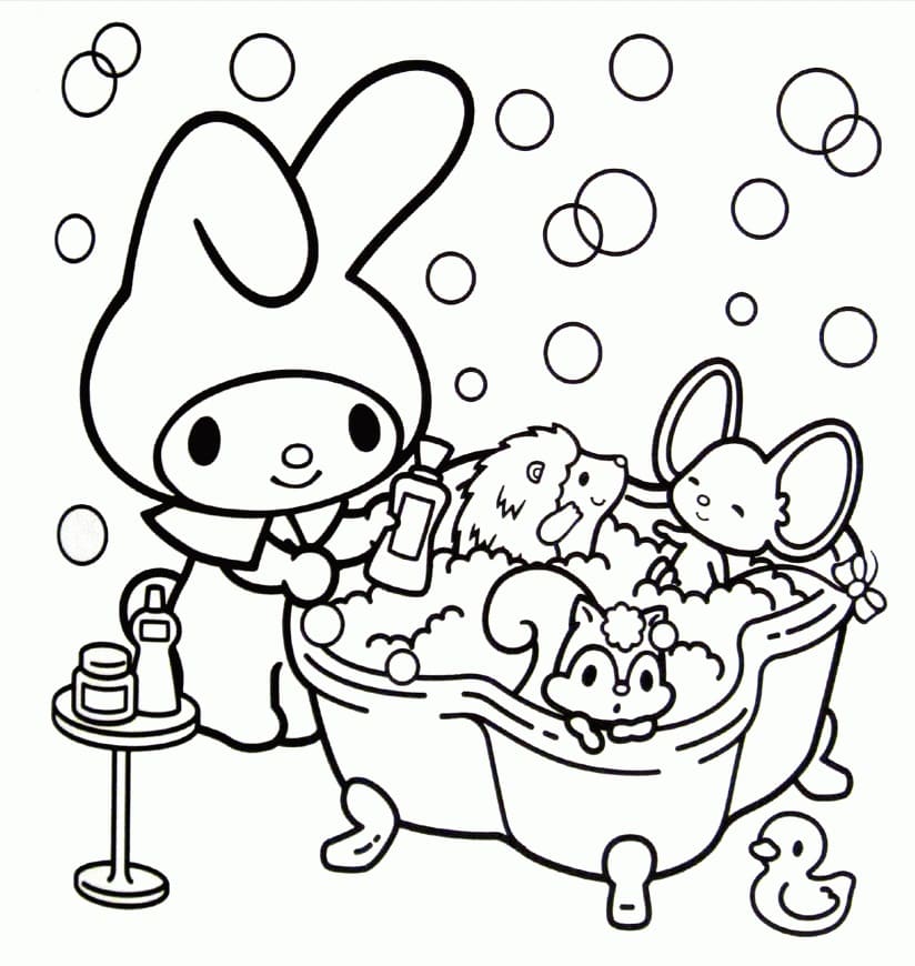 My Melody in Bathroom Coloring Game My Melody in Bathroom