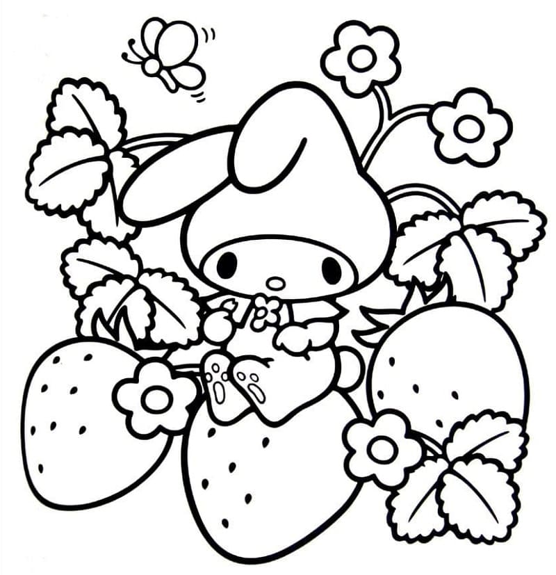 My Melody with Strawberries Coloring Game My Melody with Strawberries