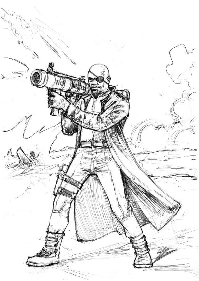 Nick Fury with Bazooka