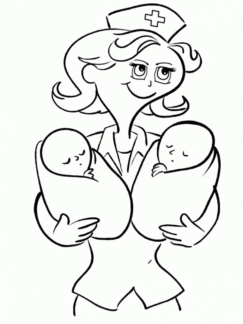 Nurse and Babies Coloring Game Nurse and Babies