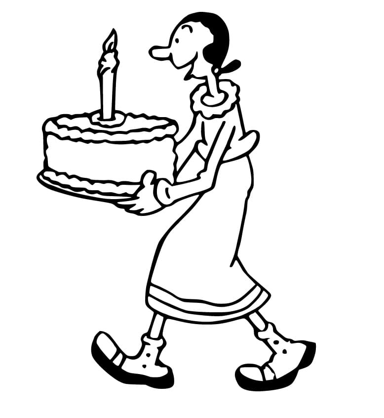 Olive Oyl and Birthday Cake Coloring Game Olive Oyl and Birthday Cake