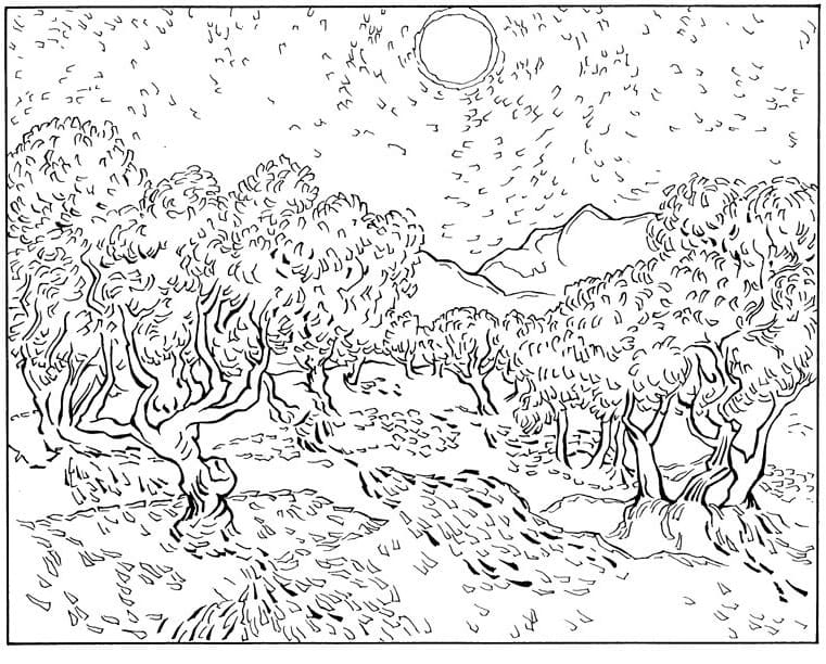 Olive Trees Vincent Van Gogh Coloring Game Olive Trees Vincent Van Gogh