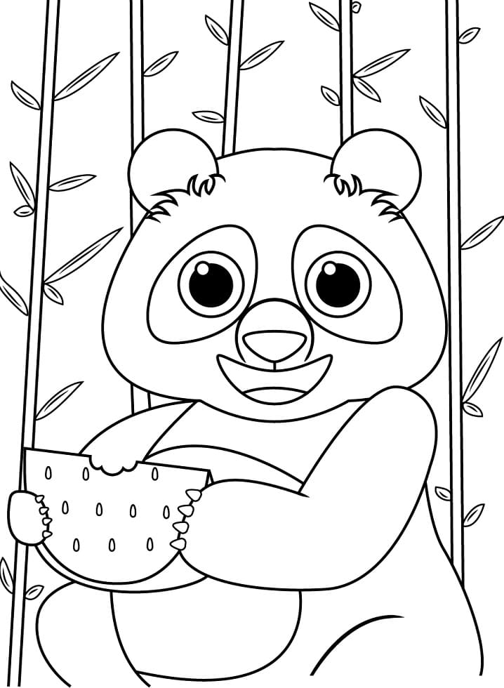 Panda Eating Watermelon Coloring Game Panda Eating Watermelon