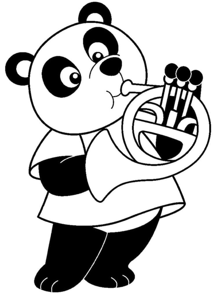 Panda Playing Trumpet Coloring Game Panda Playing Trumpet