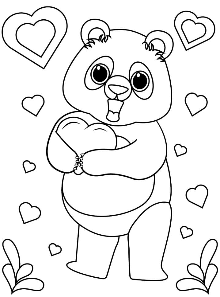 Panda with Hearts Coloring Game Panda with Hearts