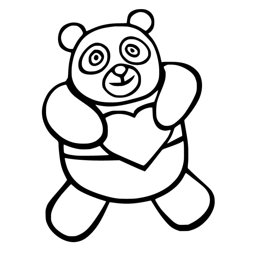 Panda with a Heart Coloring Game Panda with a Heart